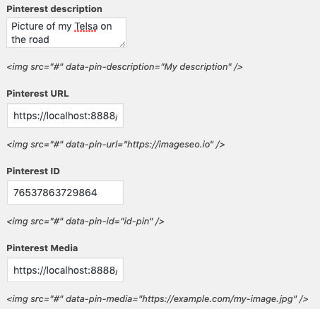 Pinterest attribute for WordPress