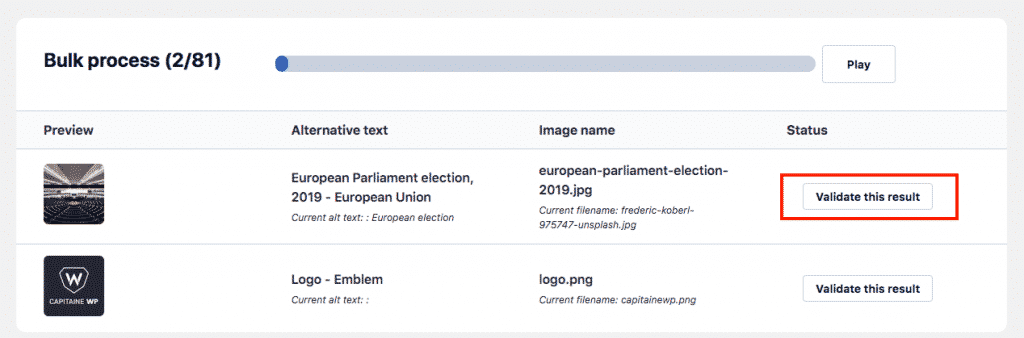 Image SEO bulk manual validation